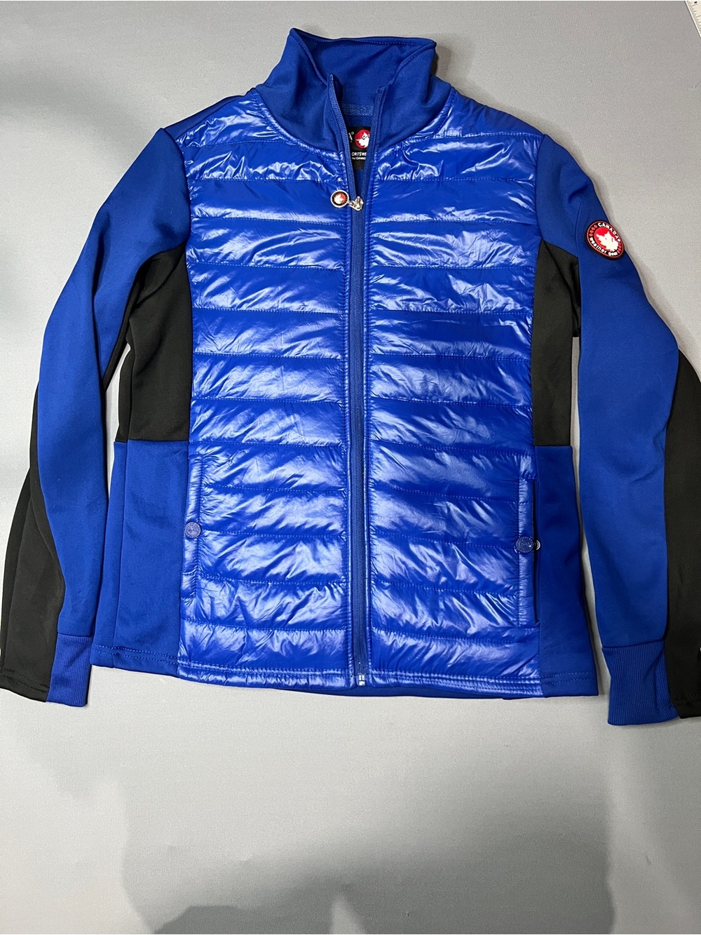 Canada Goose Royal Blue & Black Hybrid Puffer Jacket